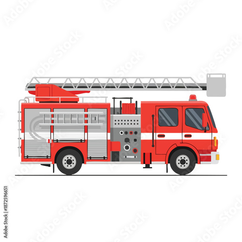 Red Fire Truck Vector Illustration