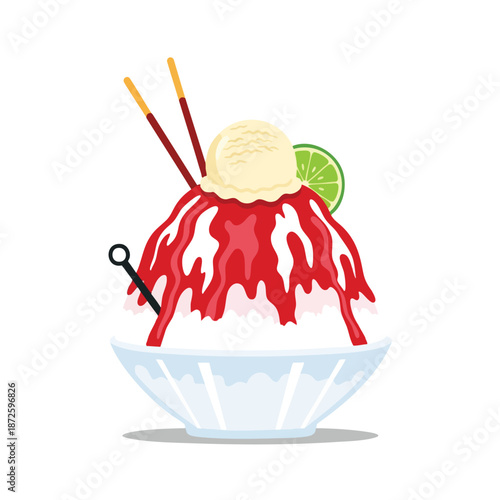 Delicious Shaved Ice Dessert with Fruit Topping