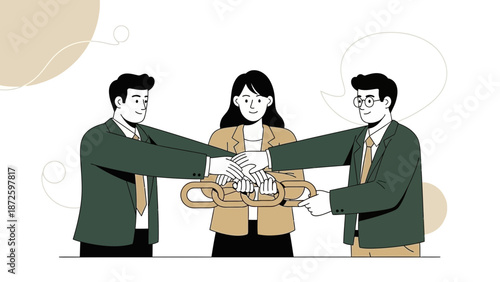 Teamwork and Partnership: Connecting People with a Chain Link Illustration