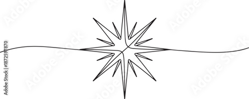 Star of Bethlehem. Symbol of the birth of Jesus. One line drawing for different uses. one line Art icon drawing vector