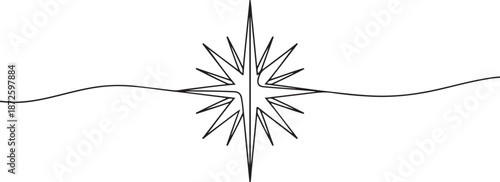 Star of Bethlehem. Symbol of the birth of Jesus. One line drawing for different uses. one line Art icon drawing vector
