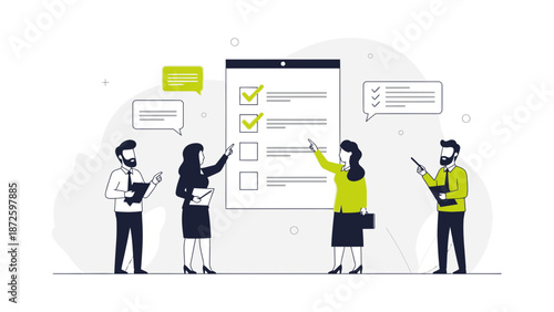 Teamwork planning and task management concept illustration