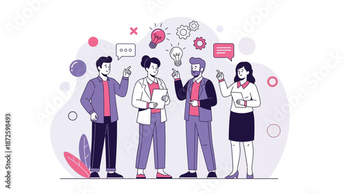 Teamwork brainstorming for new ideas, innovation and collaboration concept