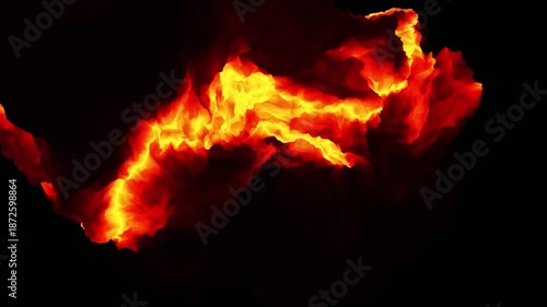Fiery abstract swirling magma form animated motion background