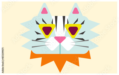 正面を向いたトラの顔のかわいいイラスト