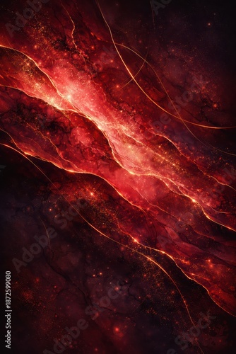 Wallpaper Mural Vibrant red cosmic background with glowing lines and sparks Torontodigital.ca