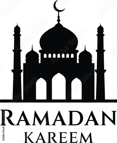 Taj Mahal Ramadan vector silhouette illustration in India with dome and minarets