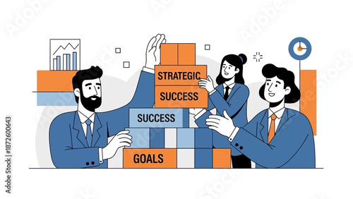 Team building strategic success with goals and growth
