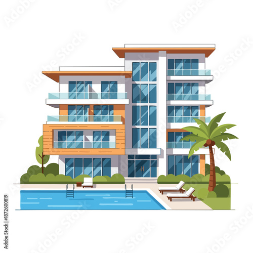 Luxury Apartment Building with Swimming Pool