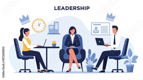 Business Team Collaboration: Leadership, Strategy, and Meeting in Office