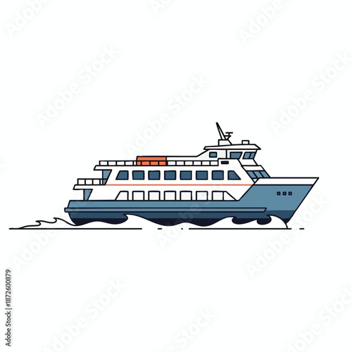Vector Illustration of a Ferry Boat at Sea