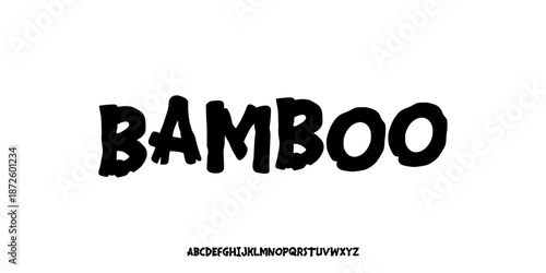 Elegant Hand Drawn Font Uppercase Only. Bold Jungle Bamboo Adventure Typography with Natural Tribal Style. Creative Rough Lettering. Decorative serif vintage modern concept vector illustration.