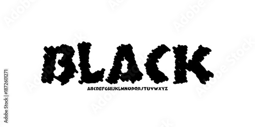 Elegant Hand Drawn Font Uppercase Only. Bold Groovy Typography with Charcoal Shading Texture. Creative Rough Lettering. Decorative serif vintage modern concept vector illustration.