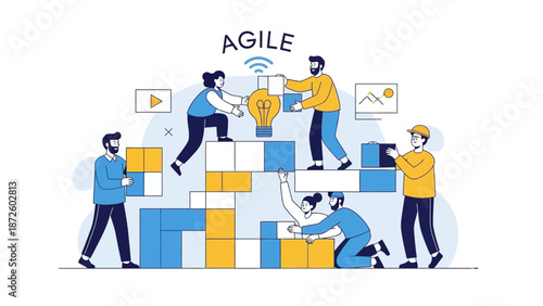 Agile Teamwork Building Blocks Project Management Collaboration Idea