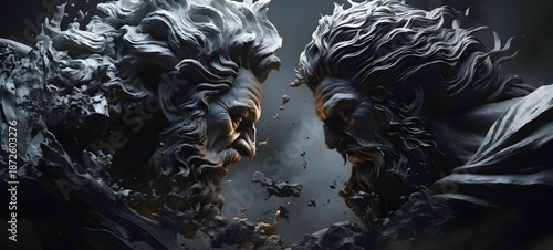 realistic photo of a glossy Hades Vs zeus ,generative AI