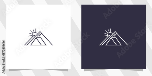 Camp and explore overland mountain logo design 