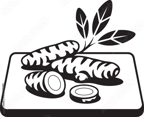 Raw fresh carrots root vegetables whole sliced pieces leaves displayed on cutting board healthy organic nutrition cooking ingredient isolated silhouette