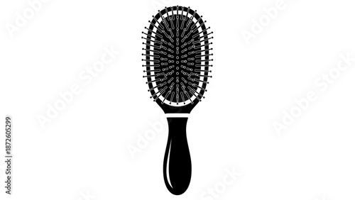 Hair Brush Silhouette Black Vector Illustration Detangling Paddle Brush Icon