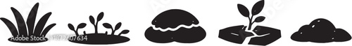 Spring Ground Growth Silhouette Icons eps