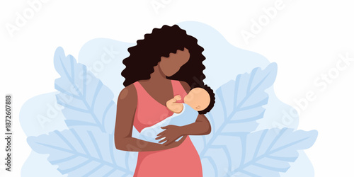 A tender moment mother lovingly cradling her newborn baby in arms