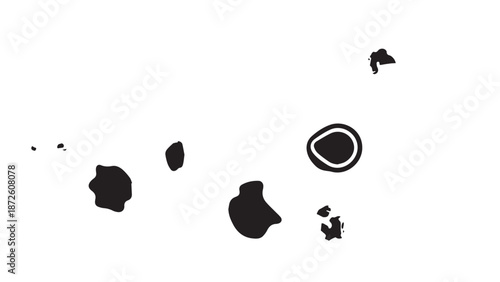 Abstract Black Ink Splat and Blot Shapes on White Background for Modern Graphic Design.