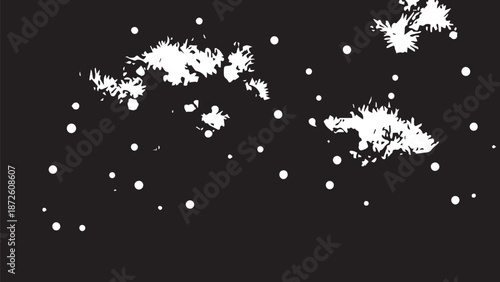 Abstract nightscape with white particles scattered across a dark background for modern design and texture.