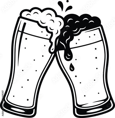 vector illustration of beer mug and bottle