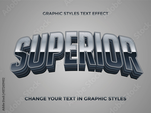 Superior Metallic Silver and Dark Blue Retro Layered 3D Text Effect Graphic Style Typography