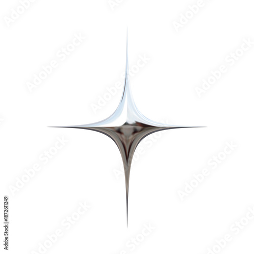 A sleek, silver star shape on transparent background