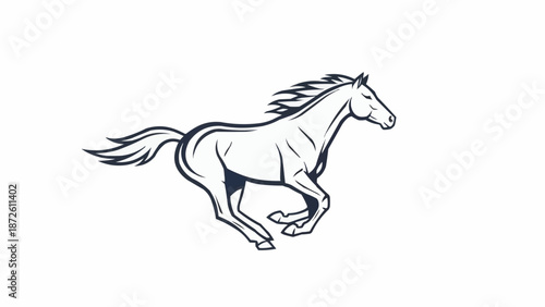 Line Art Illustration of a Galloping Horse.