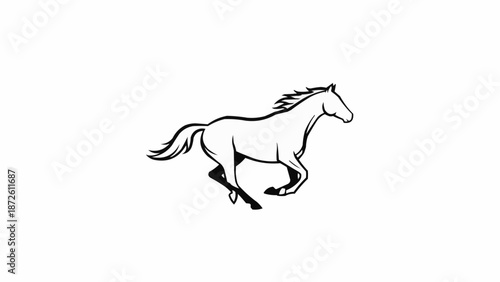 Elegant Horse Running Silhouette Vector Illustration.