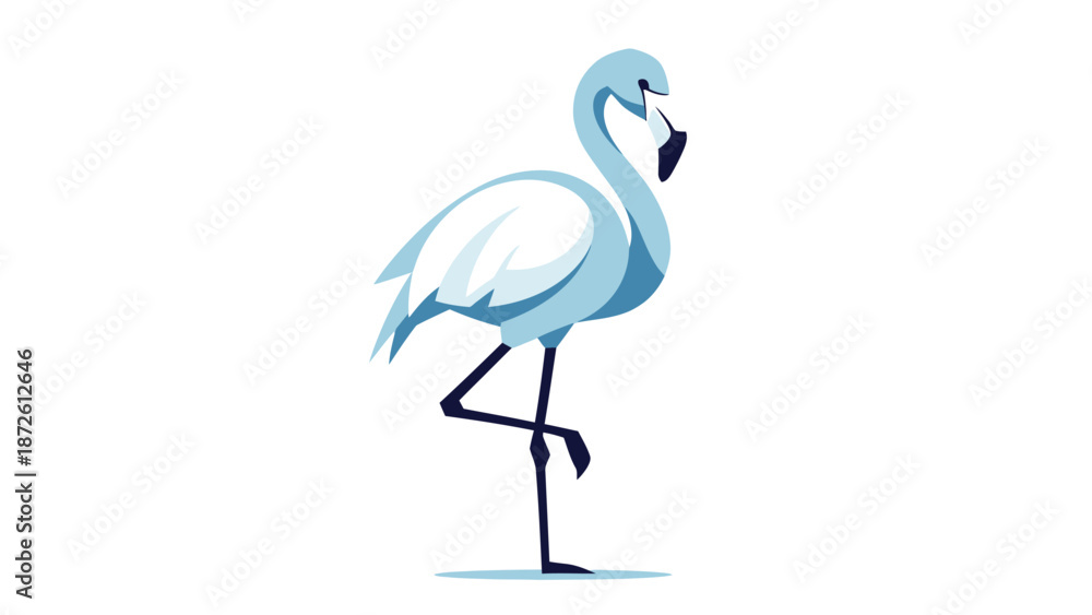 Fototapeta premium blue flamingo standing on one leg.