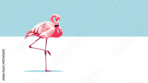 pink flamingo dancing on one leg.