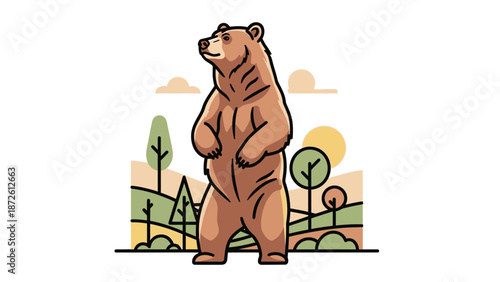 Brown bear standing in nature outdoor animal portrait.