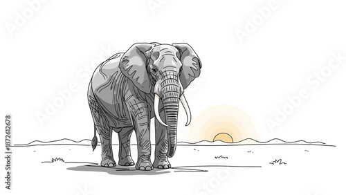 African elephant savannah sunset wildlife conservation.