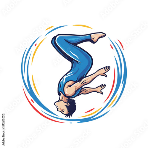acrobatic gymnastics athlete's somersault movement attraction.