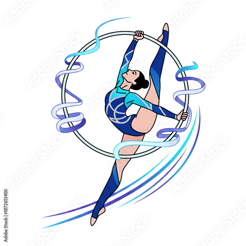 artistic gymnastics athlete attraction using bracelets and ribbons.