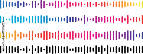 Sound Wave Audio Equalizer Vector |  Colorful Minimal Waveform Line Art | Music Beat Bar Illustration for Poster, UI, Podcast, DJ Background & Audio Spectrum Design	
