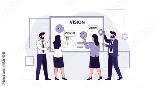Business Team Planning Vision Strategy at Whiteboard
