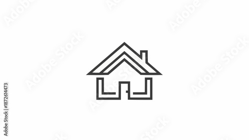 Minimalist outline of a house icon simple design.