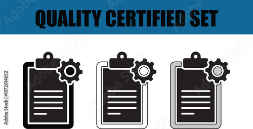 Set of clipboard icons with gear