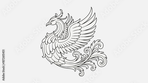 Elegant Phoenix Bird Emblem Design