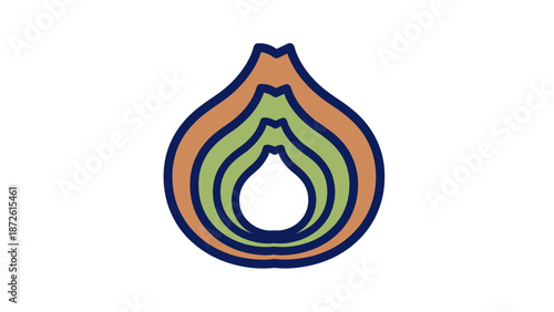 Abstract Onion Layers Symbol Icon, Organic Growth Concept, Minimalist Design