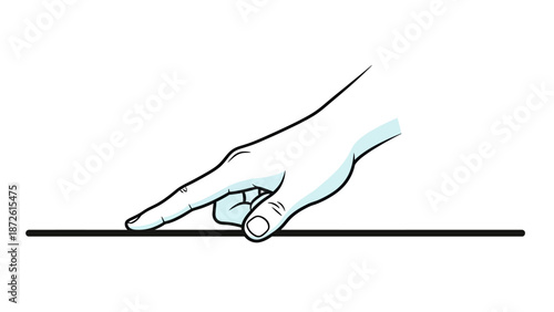 Hand Touching a Line: Concept of Connection, Boundary, or Beginning