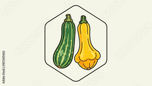 Two Squash Varieties: Green Zucchini and Yellow Pattypan Squash
