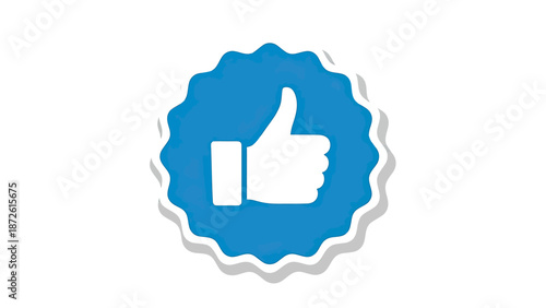 Blue Thumbs Up Icon, Social Media Like Button, Approval Symbol, Vector Graphic