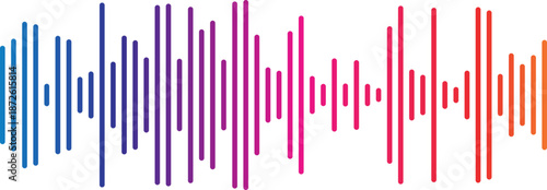 Sound Wave Audio Equalizer Vector |  Colorful Minimal Waveform Line Art | Music Beat Bar Illustration for Poster, UI, Podcast, DJ Background & Audio Spectrum Design	
