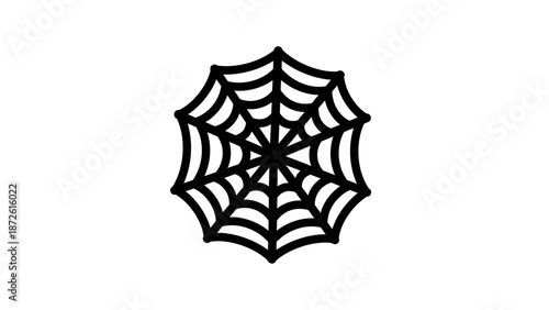 Black spider web icon, isolated on white background, graphic symbol