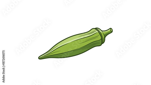 Green Okra Pod Vegetable
