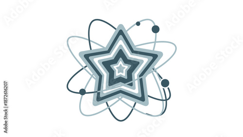 Abstract Star Atomic Orbit Concept Icon